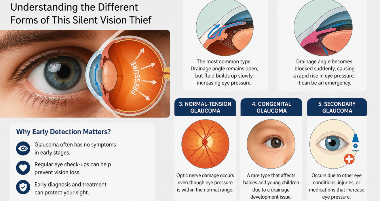 What are the types of Glaucoma