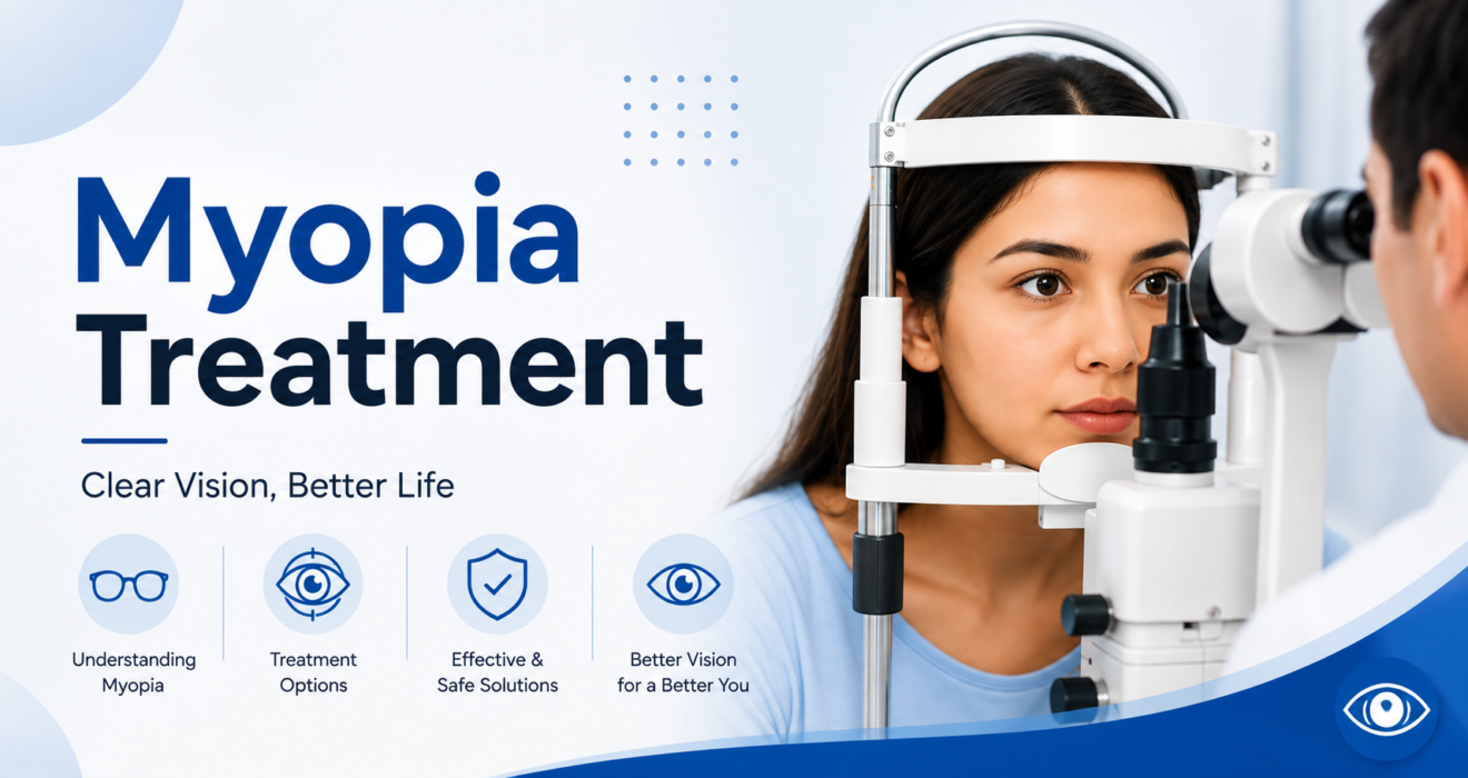 Myopia treatment in Lucknow with advanced eye examination and vision care by an eye specialist.